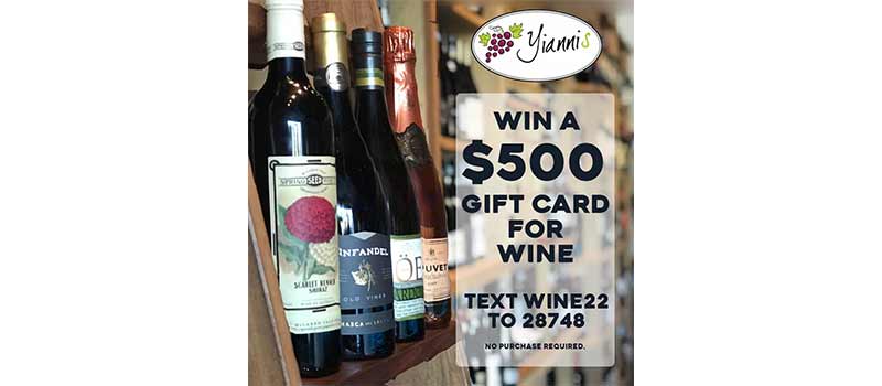 Win a $500 gift card to Yiannis Wine Shop